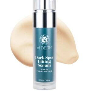 A bottle of Vichy Neovadiol Liftactiv serum with beige cream background.