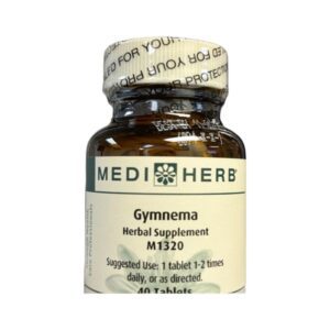 A bottle of Medi Herb Gymnema herbal supplement.