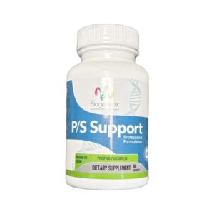 A bottle of P/S Support dietary supplement.