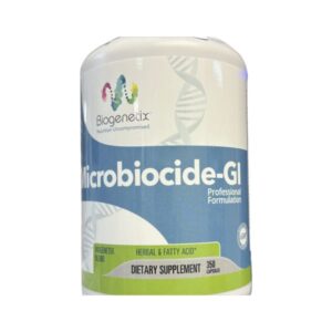 A bottle of Microbiocide-GL dietary supplement.