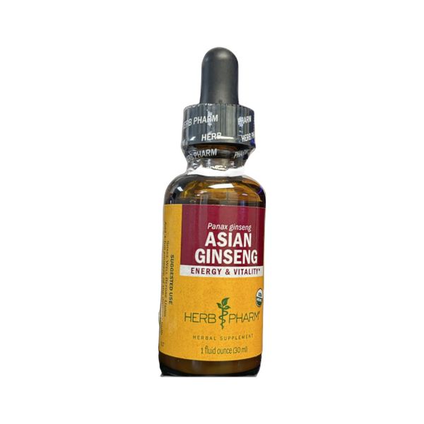 A bottle of Asian Ginseng Extract with a dropper.