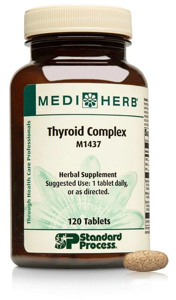 Bottle of MedHerb Thyroid Complex tablets.