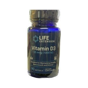 A bottle of Life Extension Vitamin D3 supplement.