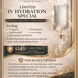 Feeling tired, dehydrated, or off? Our medically supervised IV Hydration Special is here for a limited time.